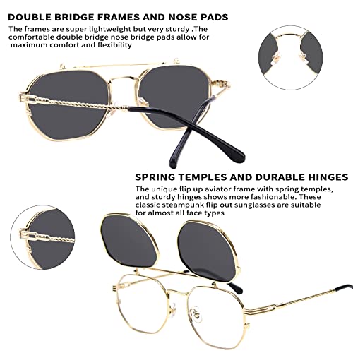 Dollger Flip Up Sunglasses Men Women Polarized Steampunk Flip Sunglasses with Double Lenses4
