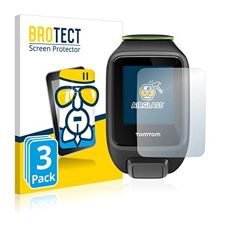 BROTECT Protector Pantalla Cristal Compatible con Tomtom Runner 3 Cardio/Music Protector Pantalla Vidrio (3 Unidades) - Dureza Extrema, Anti-Huellas