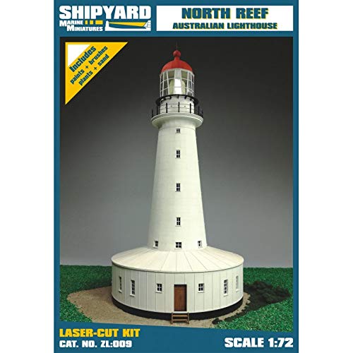 MODELSHIPYARD North Reef Lighthouse Scale 1:72 L 200mm W 200mm H373mm Vessel Model Shipyard