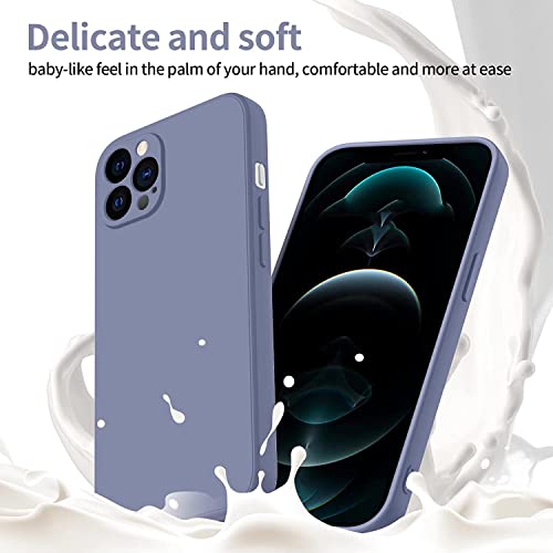 Image of VONZEE Square Candy Liquid Silicone iPhone Case Cover for iPhone 12 Pro Max,Microfiber Lining Compatible iPhone 12 Pro Max (6.7 inch) (Lavender)