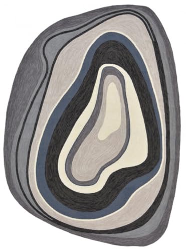 Black Grey Modern Abstract Irregular Shape Wool Area Rug 6x9 Washable Soft Thick Arti Rugs for Livingroom Bedroom Lux Carpet Under Dining Table Home Office Floor Mat