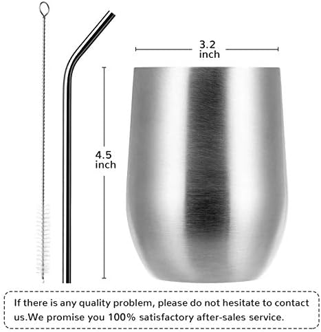 MEWAY Stemless 12oz Wine Tumbler Glasses with Lid -Insulated Double Wall Vacuum Stainless Steel Travel Tumbler with Straw,Gift for Woman Under 10 Dollars (Silver,1) - 3