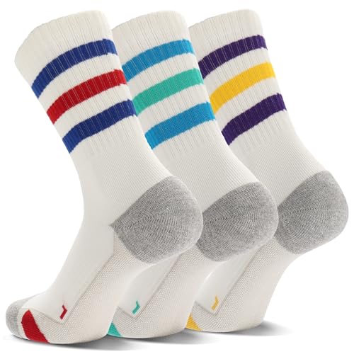 Ultrafun 3/4 Pairs Athletic Running Socks Men Women Compression Cushioned Crew Gym Sports Basketball Socks