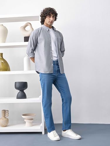 Image of UNSTD Men Solid Cotton Oxford Shirt Full Sleeves | Regular Fit Premium Shirt for Men | Office & Casual Wear