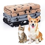 Nobleza 3 Pack Puppy Blanket Super Soft Dog Blanket with Cute Paw Prints Washable Premium Warm Dog Blankets for Small Dogs Kitten and Other Small Animals， 30“ × 30“