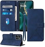 Moment Dextrad for Moto G 2025 Case Wallet, Card Holder Slots, Wrist Strap, TPU Interior Phone Protective, Stand PU Leather Folio Flip Cases Cover for Moto G - 2025 (Blue)