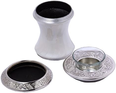 MEMORIALS 4U Baroque Pearl Tealight Urn with Trinity Band - Keepsake Urn for Ashes - Small Size - NOT Intended for Full Cremation Ash Quantity