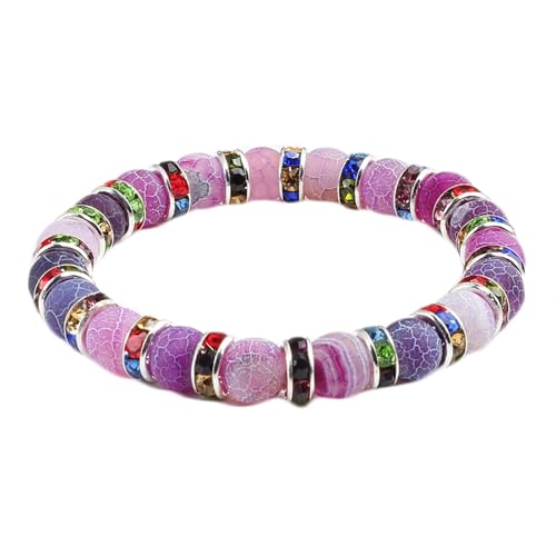 Bracelets perlés blancs en cristal de 8 mm élastique rond tressé de 17 cm pour femme