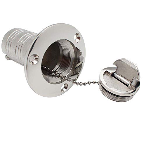 POFET Tankdeckel aus 316 Edelstahl, klein, 3,8 cm Bootsdeck-Kraftstofffüller, Marine-Tankdeckel aus Edelstahl, Wassereinspritzanschluss für Boote, LKWs, Wohnwagen, Anhänger