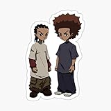 Sticker - The Boondocks - Huey, Riley, Grandpa Freeman - Multicolor - Vinyl - Cartoon - Die Cut Rectangular - Waterproof - Outdoor
