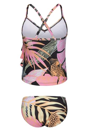 Image of Girls Tankini Swimsuits Two Piece Bathing Suit Hawaiian Ruffle Swimwear Set for Kids Girls 3-16 Years