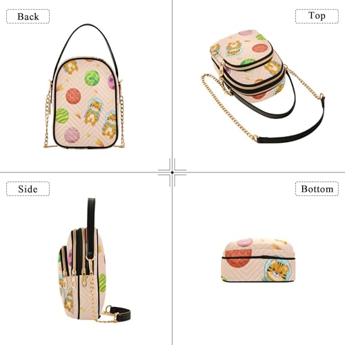 Shoulder Purse for Women Cute Cartoon Tigers Astronaut Quilted Phone Bags with Chain Strap Cute Zipper Satchel Crossbody Tote, 5.9" × 8.3" × 3.1"4