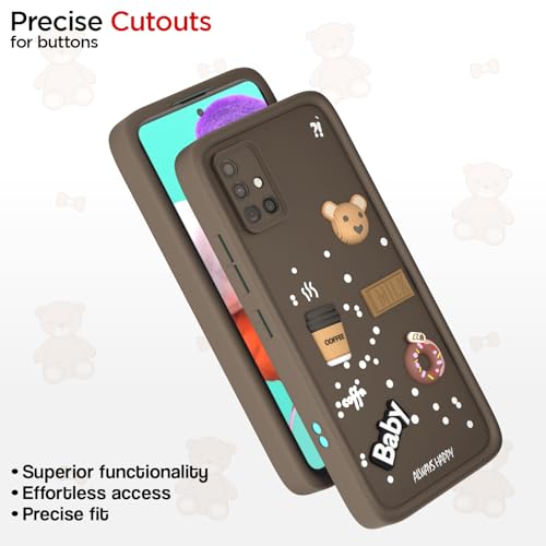 Image of Pikkme Back Cover for Samsung Galaxy A51 | 3D Cartoon Silicone Case Cute & Fun Full Protective Bumper Cover (Brown)