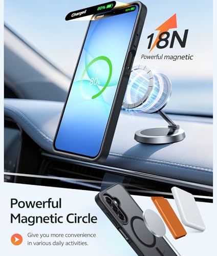 Image of FNTCASE for Galaxy A17 /A16 5G Phone Case: for Samsung A17 Cases [Compatible with Magsafe] [Screen Protector] Matte Translucent Military Grade Protection for Samsung A 17 & A 16 4G Cover - Black