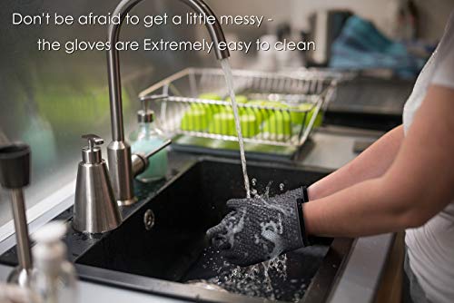 Image of KITCHEN PERFECTION Silicone Smoker Oven Gloves -Extreme Heat Resistant BBQ Gloves -Handle Hot Food Right on Your Smoker Grill Fryer Pit|Waterproof Oven Mitts Grill Gloves |Superior Value Set+3 Bonuses