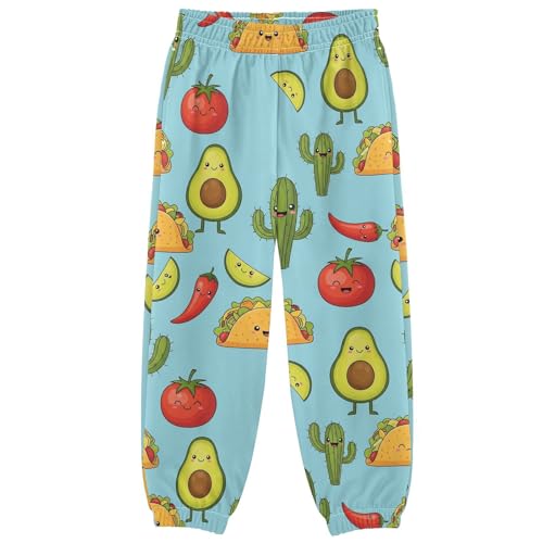 KOCOART Cute Avocado Cactus Taco Toddler Boys Pants 3T Pepper Tomato Long Thermal Jogger Pants Sweatpants Elastic Cuff & Waist for Winter 2025