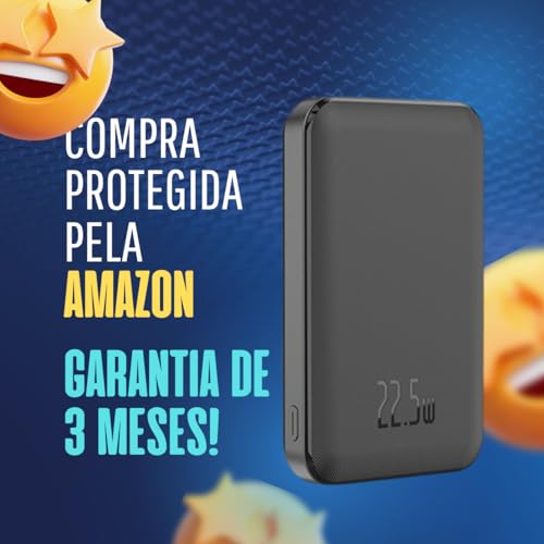 Power Bank Carregador Portátil Turbo Até 22.5W Universal por Indução Magnético 10.000mAh Carregament