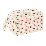 Parfaite pour filles et femmes - Que vous soyez étudiante, artiste ou professionnelle, cette trousse est idéale pour tous les âges. Disponible en couleurs populaires comme rose, beige et bleu, avec des motifs de fraises, chats adorables, fleurs ou carreaux, elle est plus qu'adorable