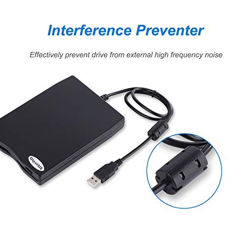 Floppy Disk Reader Drive, CIpotZIZ 3.5 inch External Floppy Disk Diskette Converter Player, USB Portable 1.44Mb, Floppy Disk to USB, for Windows 98/2000/XP/7/8 Notebook,PC,Desktop (Black)