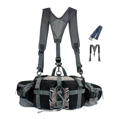 Riñonera de Senderismo, Soporte para Botella de Agua, Correa Impermeable, de Senderismo Impermeable, de Cintura para Botella de Agua, Bolsillo con Cremallera para Pesca, Caza, Camping