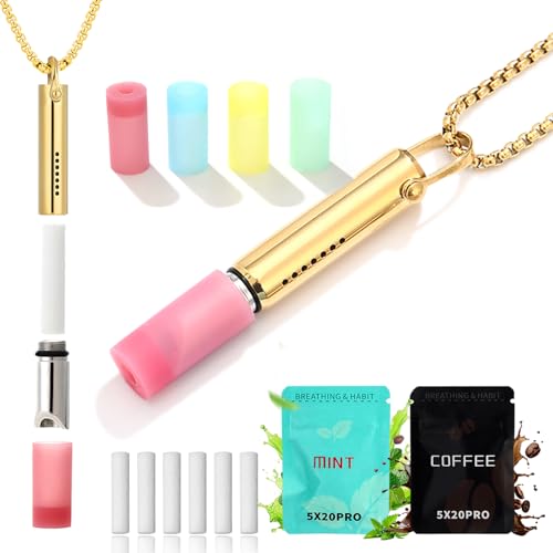 GLOMGORGE Breathing Necklace with Chewable Silicone Nozzle, Breathe Free Necklace