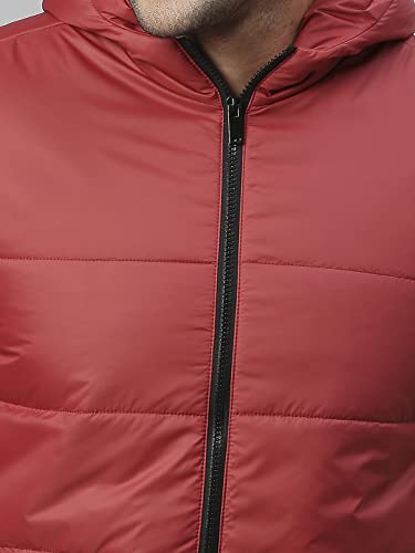 Image of Dennis Lingo Polyester Regular Fit Full Sleeves Men's Color Block Hooded Puffer Jacket with 2 Pockets - Lightweight Casual Winterwear for Men