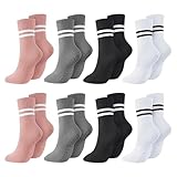 hommova 8 Pairs Pilates Grip Socks, Mid Calf Reformer Pilates Socks for Women Men, Non Slip Grippy Socks - Image 1