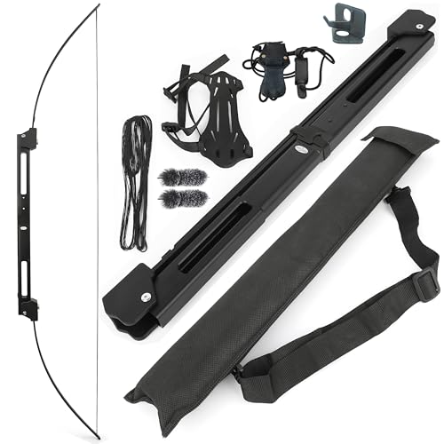 ZSHJGJR 58" Folding Tactical Survival Bow 35lbs With Aluminum Alloy Riser - Archery Right/Left Hand for Hunting Target Shooting (Black)