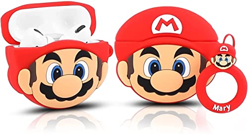 Image of Meyaar Silicone Case for Apple Airpods Pro 3 (2025) Cute Design for Airpods Pro 3 with Keychain Shockproof Protective Case Cover (Ma-Rio (Red))