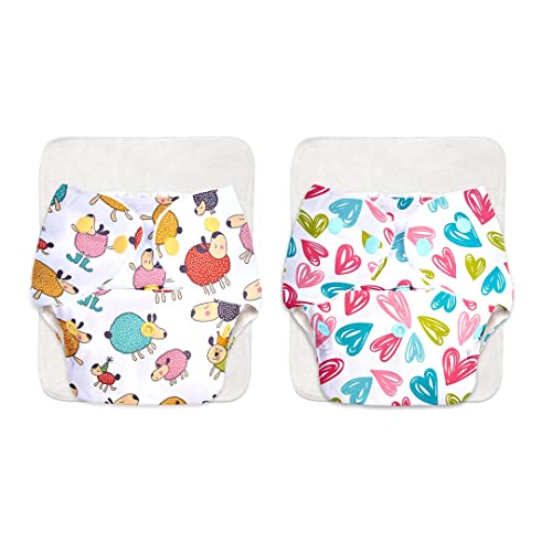 SuperBottoms BASIC Assorted Pack of 2 CPSIA Certified Cotton Cloth Diapers For Baby | Washable & Reusable | 0-3 Years | Freesize | Adjustable | Reduces Rash | With Quick Dry Pad/Insert (Image - 1)