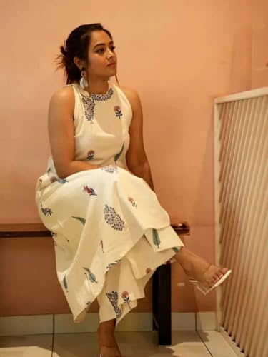 Image of GoSriKi Women's Rayon Viscose Anarkali Printed Kurta with Palazzo