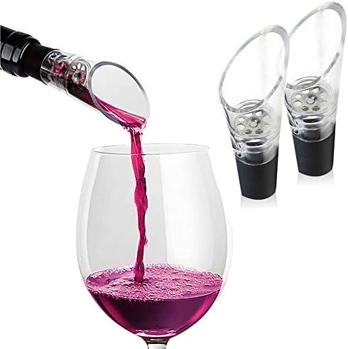 Trovety Wine Aerator Pourer Spout – 2-in-1 Diffuser Oxygenator and Pouring Dispenser for Enhanced Smoother Flavors of Red Wines – Robust Acrylic Plastic and Silicone Rubber Aeration Breather (1)