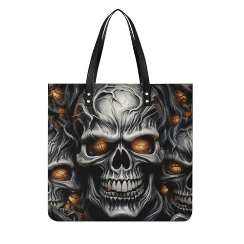 Sac hobo tête de mort en cuir végétalien pour femme | Grand sac seau pour le travail et voyage