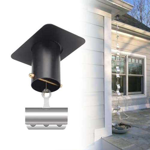 DIICCYO 1 Pack Rain Chain Gutter Adapter Black Metal Rain Chain Adapter with Bolt Rain Chain Gutter Installation for Outside Gutters Downspout Accessories