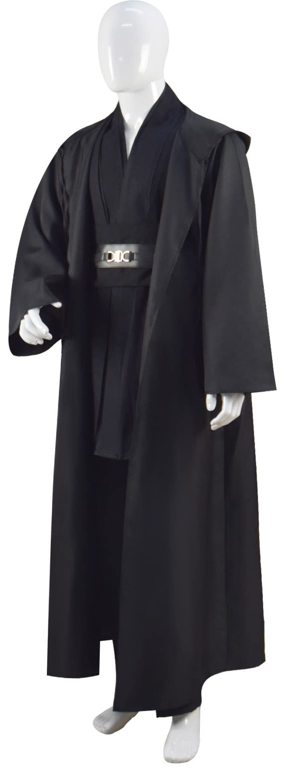 Tunika dla dorosłych, kostium Jedi, Skywalker, Halloween, kostium cosplay, szlafrok z kapturem, płaszcz, pełny zestaw, mundur, trzy wersje (rozmiar XL, czarny)
