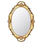 Eaoundm 14.5 x 10 inchs Small Oval Antique Decorative Wall Mirror Vintage Hanging Mirror (Gold)