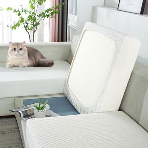 Housses de coussins extensibles pour canapés d'angle protection blanche triple