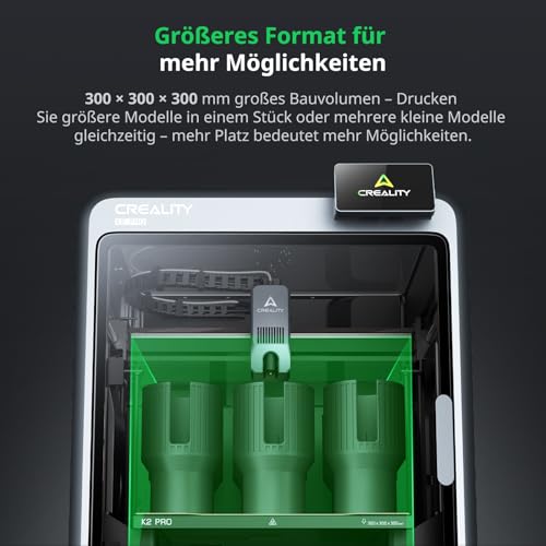 Creality K2 Pro Combo (A) 3D-Drucker, Multicolor-3D-Drucker mit CFS, 600 mm/s Hochgeschwindigkeitsdruck, Dual-AI-Kamera, vollständig montiert & automatische Nivellierung, 300×300×300mm Druckvolumen