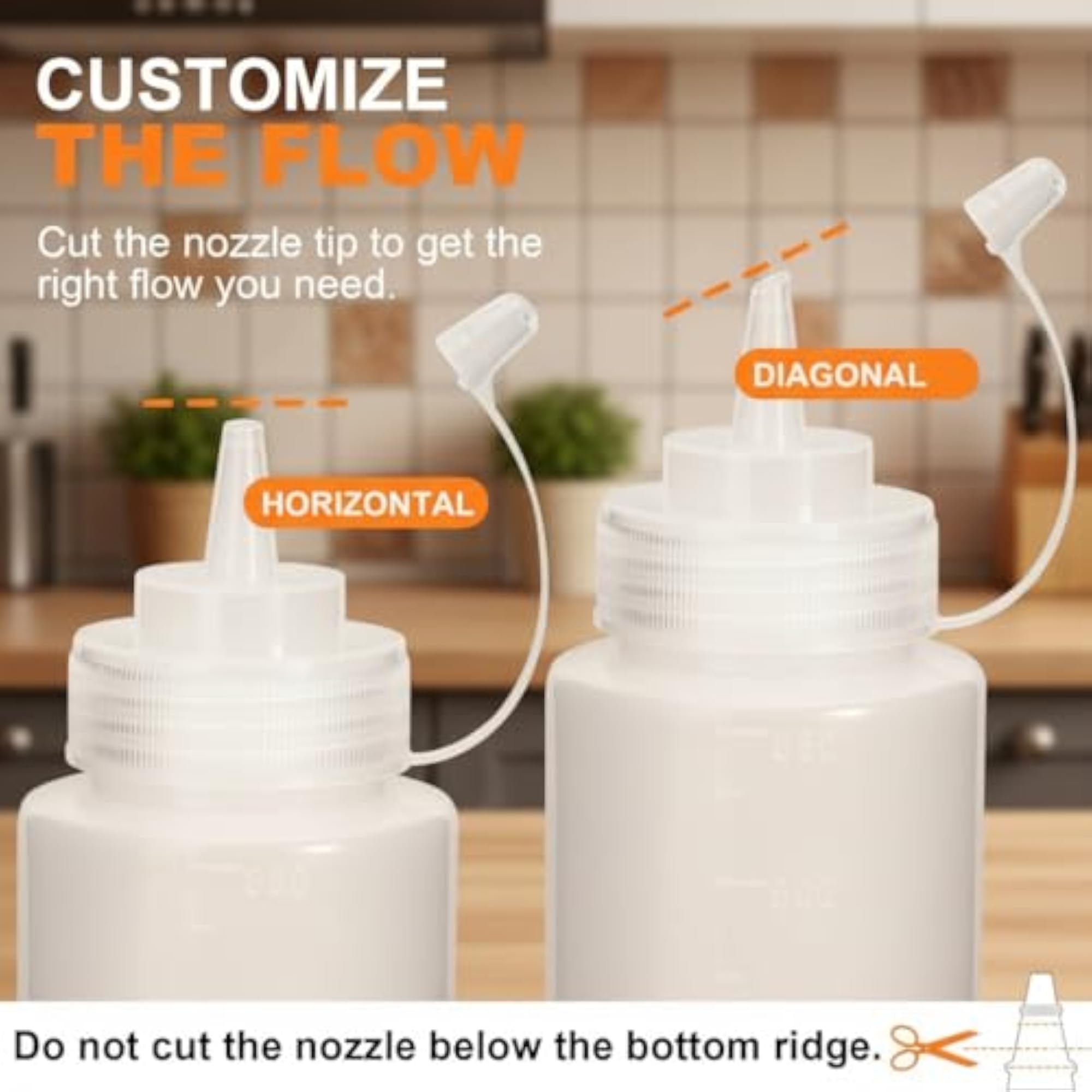 3-Pack 32 oz BPA-Free Plastic Squeeze Bottles for Condiments