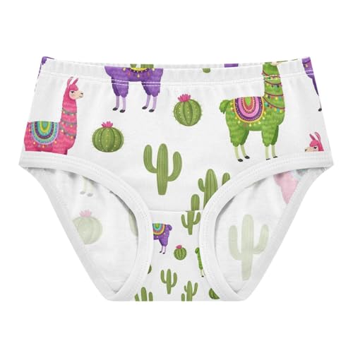 Colorful Llamas Cactus Cute Girls' Underwear, Toddler Girl Briefs, Girls Underwear Cotton, 2–8 Years