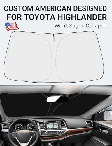 Image of Proadsy 2026 Upgrade Front Windshield Sun Shade Foldable Sunshade Protector Custom Fit 2014-2019 Highlander LE XLE SE Limited Hybrid SUV Accessories