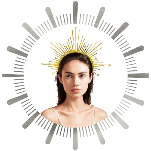 Bandeau Crown à pointes avec fermeture éclair - Couronne de déesse Sunburst - Accessoire pour cheveux pour femmes et filles 1 pièce