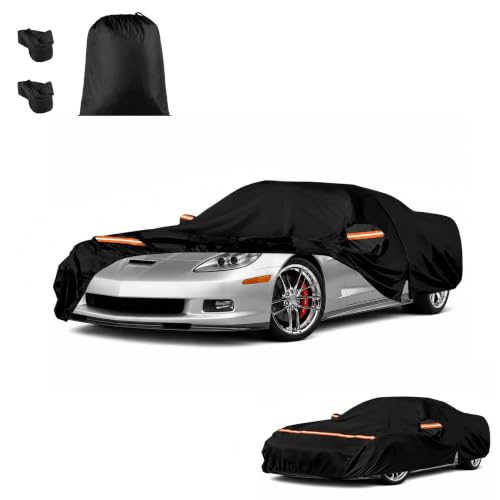 Image of Car Cover for Corvette C6 2005-2013, Custom Fit Waterproof All Weather Full Car Cover, Windproof Outdoor Cover with Driver-Side Zipper Door