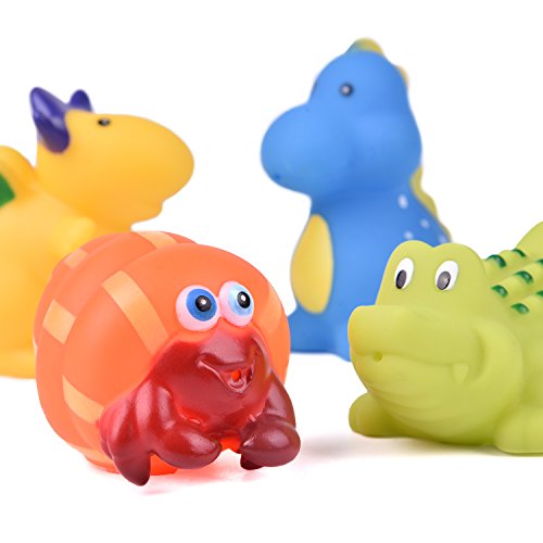 Fun Little Toys 24 Pcs Bath Toys For Toddlers, Sea Animals Squirter Toys Kids, Car Squirter Toys Boys, Bath Toy Organizer Included Kids Party Favors, Stocking Stuffer #TOP2