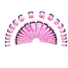 TBOSEN 36PCS Acrylic Stretching Kit Plugs Expander Tapers Raised Top Body Piercing Set 14G-00G