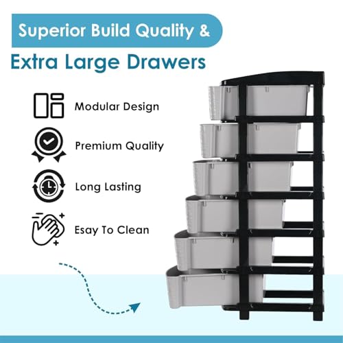 Image of 6XL Plastic Modular Drawer System for Home, Office, Hospital, Parlor, School, Doctors, Home and Kids, Product Dimension When assembeled