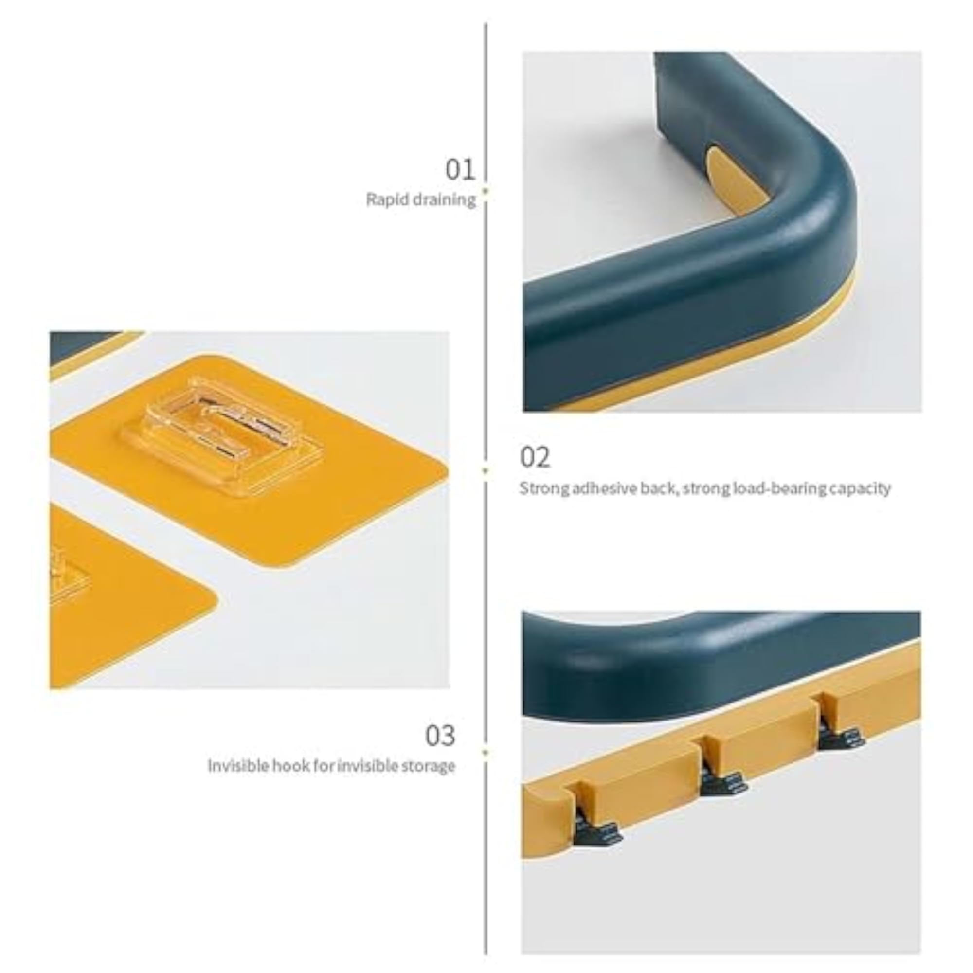 Wall-Mounted Double Bar Towel Holder with Hooks