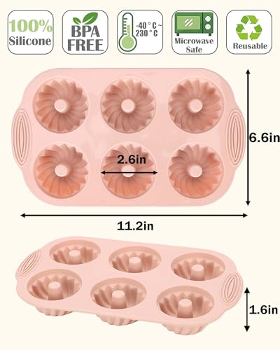 image for SmartKitch Jello Molds 3pcs Silicone Fluted Tube Cake Pans, 6 Cavity H