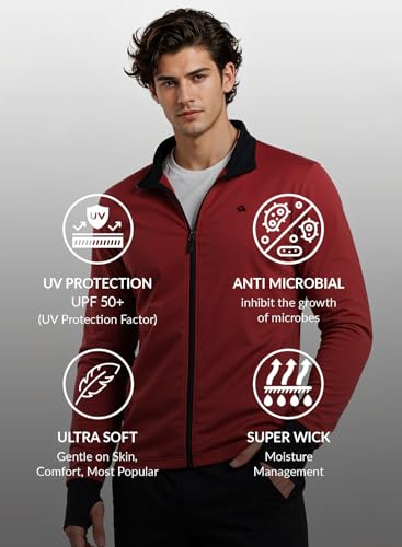 Image of ADRO Sunscreen Jacket for Men UV Sun Advanced Protection Running Jackets For Mens Biker Jackets with Zipper Sports jacket for men