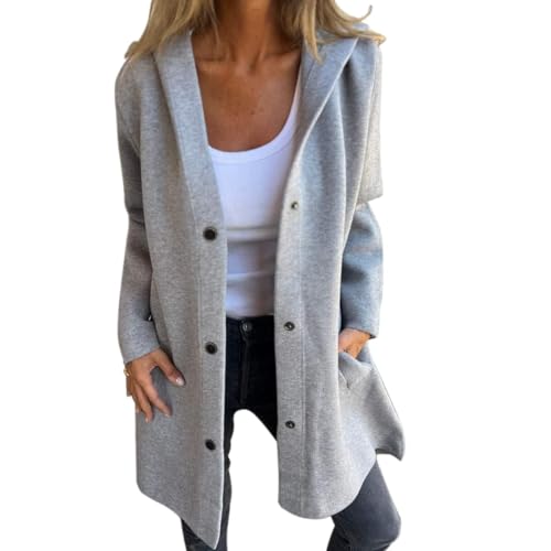 Trench Coat Women Casual Single Breasted Hooded Jacket Lapel Neck Long Sleeve Solid Color Jacket Fall Winter Outwear2